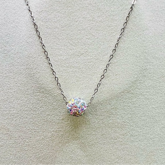 NWT Harriet Ave Iridescent Rhinestone Bead Silver Tone Chain Necklace - Picture 9 of 12